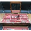 Image 2 : Estate Wooden Jewelry Box 14 Inches Long With Contents