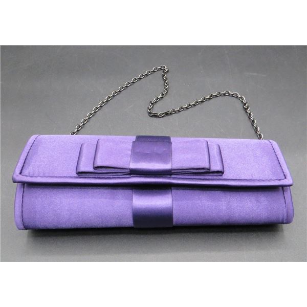 Silk Fabric Clutch Evening Purse With Short Shoulder Chain