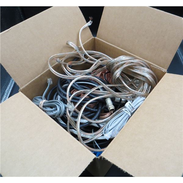 Mixed Box Of Estate Wires Speaker Wire, Cat5 & More