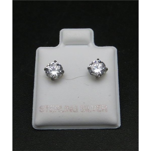 Sterling Silver & Crystal Stud Earrings