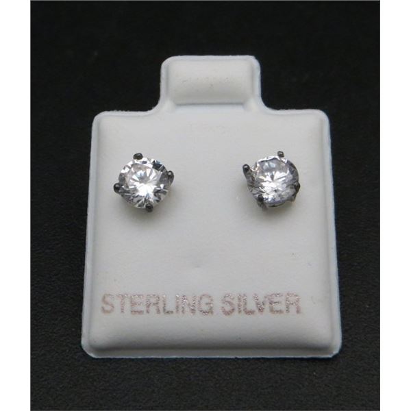 Sterling Silver & Crystal Stud Earrings