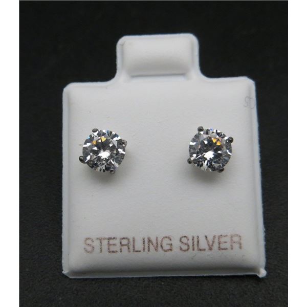 Sterling Silver & Crystal Stud Earrings