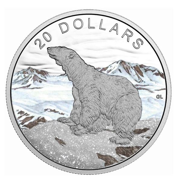 RCM 2017 $20 Glistening North The Polar Bear with Genuine Diamonds - Pure Silver Coin