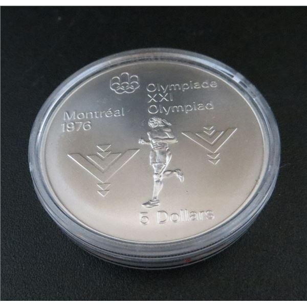 1976 Canadian Silver $5 Dollars Coin Montreal XXI Olympic Games (0.7227 oz of 925 Fine Silver)