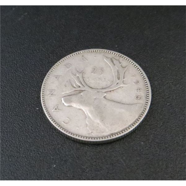 1948 Canadian Silver 25 Cent Coin