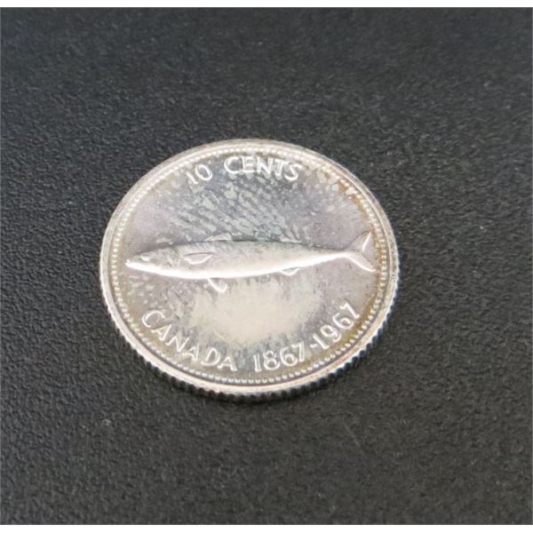 1967 Canadian Silver 10 Cent Coin