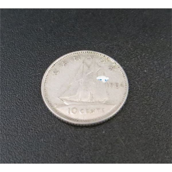 1964 Canadian Silver 10 Cent Coin