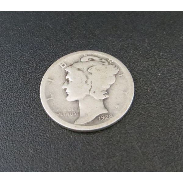 1928 USA Silver 10 Cent Coin