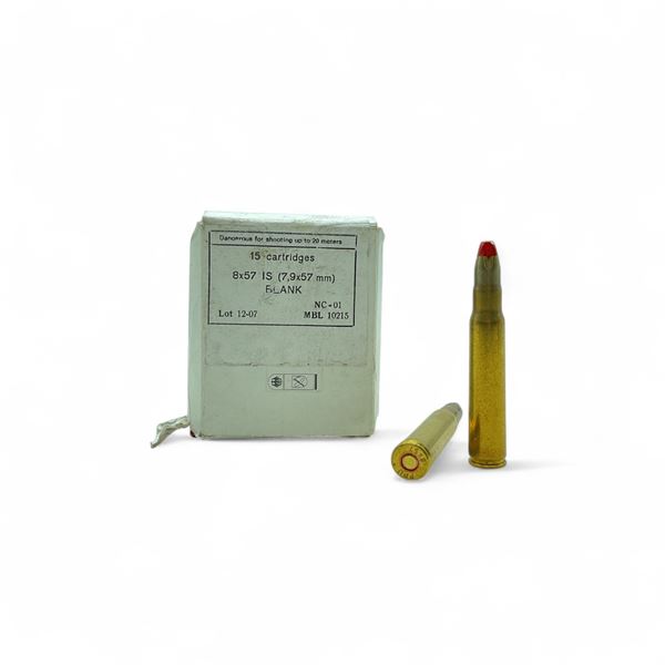 8x57 IS Blank Ammunition, 15 Qty