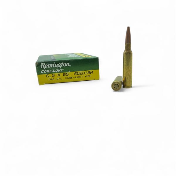 Remington Core-Lokt 6.5x55 Swedish, 140 Grain Core-Lokt PSP Ammunition, 20 Rounds