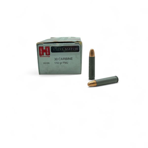Hornady Steel Match 30 Carbine, 110 Grain FMJ Ammunition, 28 Rounds