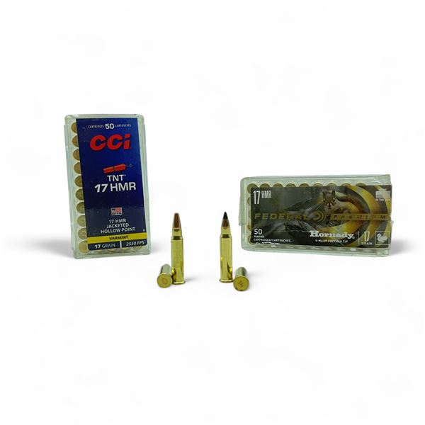 CCI and Federal 17 HMR, 17 Grain Ammunition, 100 Rounds