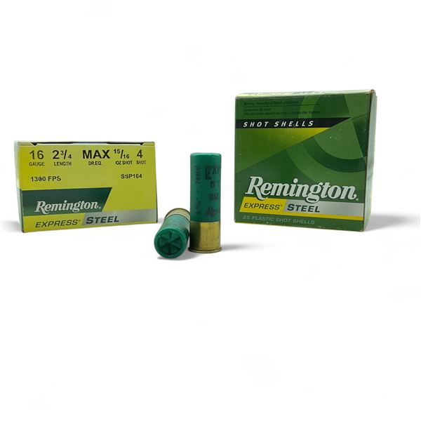 Remington Express Steel 16 Ga, 2-3/4", 15/16 oz, #4 Shot Ammunition, 50 Rounds