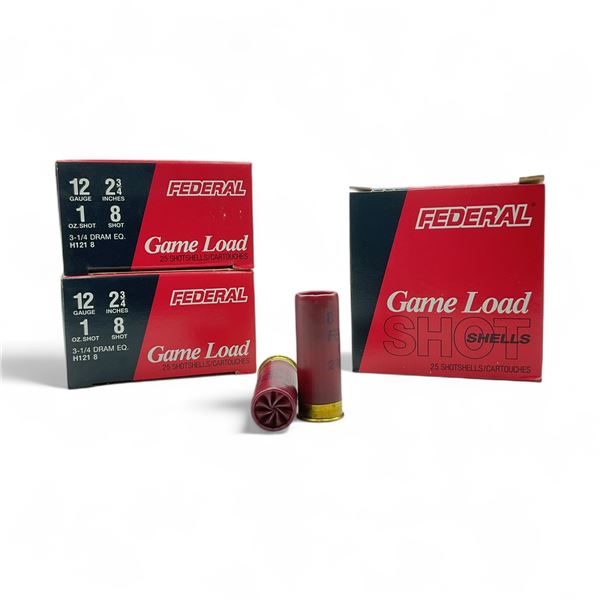 Federal Game Load 12 Ga, 2-3/4", 1 oz, #8 Shot Ammunition, 75 Rounds