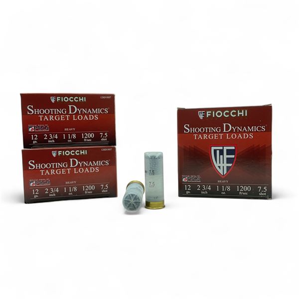 Fiocchi Target Loads 12 Ga, 2-3/4", 1-1/8 oz, #7.5 Shot Ammunition, 75 Rounds