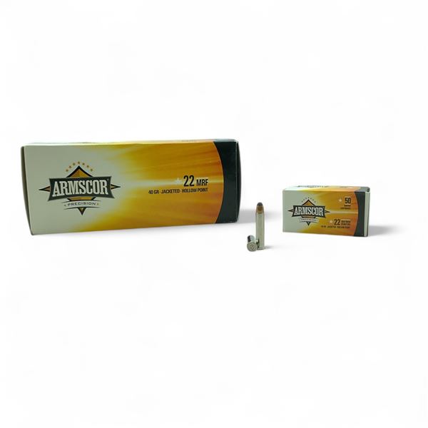 Armscor .22 Magnum Rimfire, 40 Grain Jacketed Hollow Point Ammunition, 500 Rounds