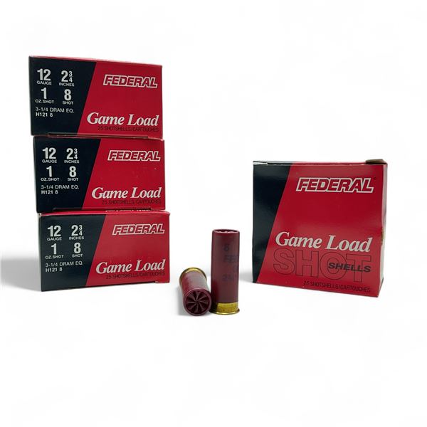 Federal Game Load 12 Ga, 2-3/4", 1 oz, #8 Shot Ammunition, 100 Rounds
