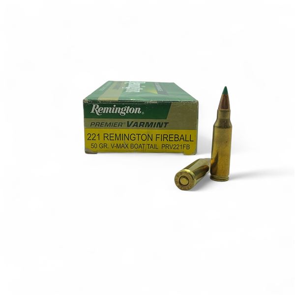 Remington Premier Varmint 221 Remington Fireball, 50 Grain V-Max Boat Tail Ammunition, 20 Rounds