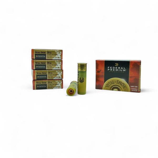 Federal Vital-Shok 20 Ga, 2-3/4", 5/8 oz Maximum Hydra-Shok Sabot Slug HP Ammunition, 25 Rounds