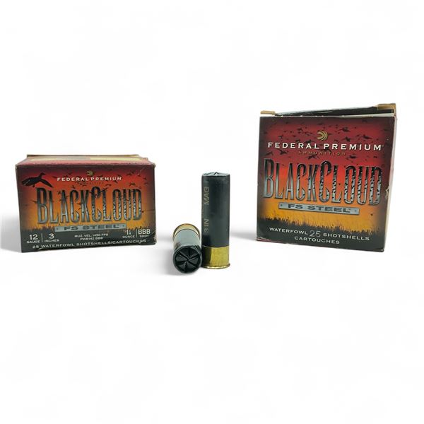 Federal Black Cloud 12 Ga, 3", 1-1/4 oz, BBB Shot FS Steel Ammunition, 50 Rounds