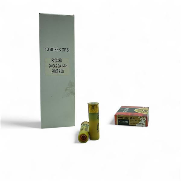 Federal Vital-Shok 20 Ga, 2-3/4", 5/8 oz Maximum Hydra-Shok Sabot Slug HP Ammunition, 50 Rounds