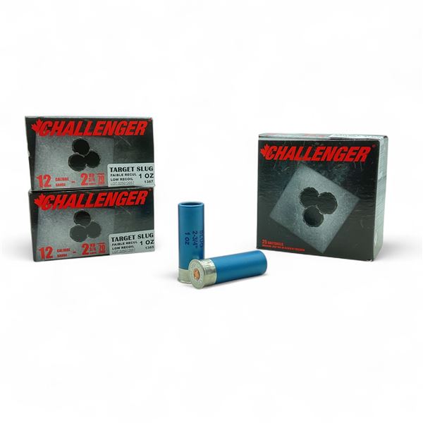 Challenger 12 Ga, 2-3/4", 1 oz Target Slug Ammunition, 75 Rounds