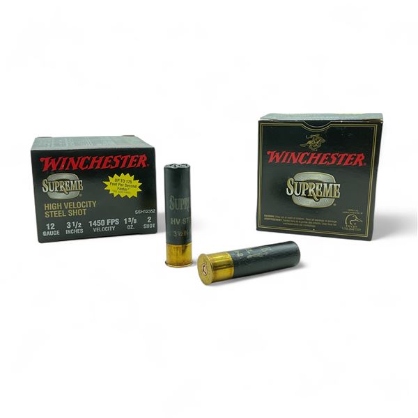 Winchester Supreme High Velocity Steel Shot 12 Ga, 3-1/2", 1-3/8 oz, #2 Shot Ammunition, 50 Rounds