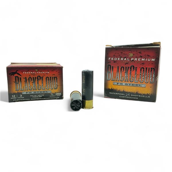 Federal Black Cloud 12 Ga, 3", 1-1/4 oz, BBB Shot FS Steel Ammunition, 50 Rounds