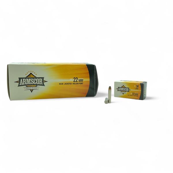 Armscor .22 Magnum Rimfire, 40 Grain Jacketed Hollow Point Ammunition, 500 Rounds
