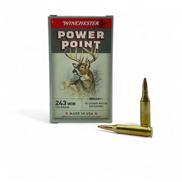 Winchester Power Point 243 Win, 100 Grain Ammunition, 19 Rounds
