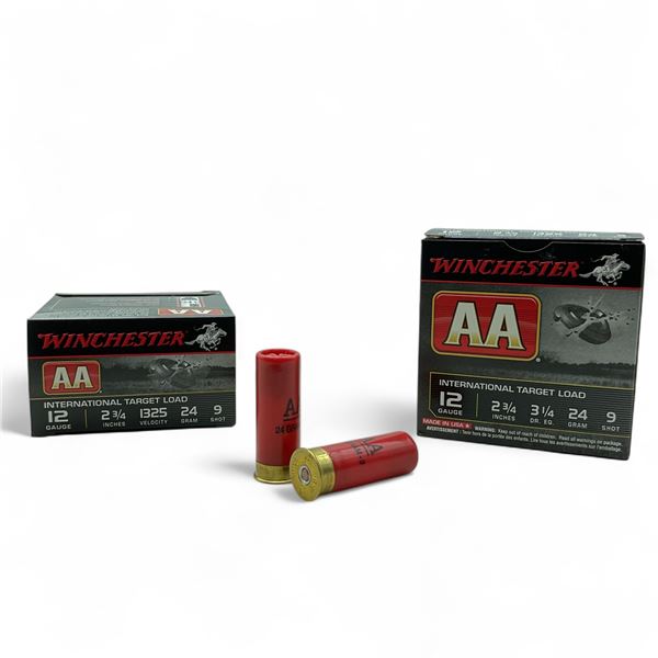 Winchester AA International Target Load 12 Ga, 2-3/4", 24 Gram, #9 Shot Ammunition, 50 Rounds