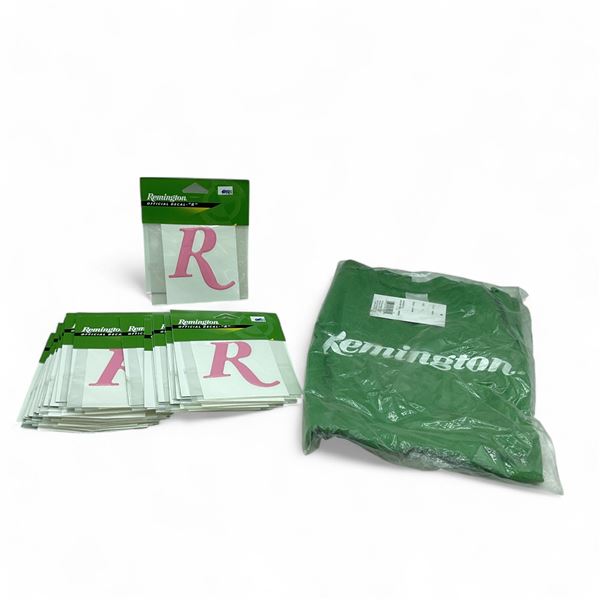 Remington 'R' Decals, Pink Approx 23, Logo T-Shirt, Green Size Large