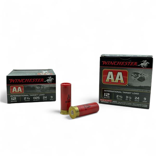 Winchester AA International Target Load 12 Ga, 2-3/4", 24 Gram, #9 Shot Ammunition, 50 Rounds