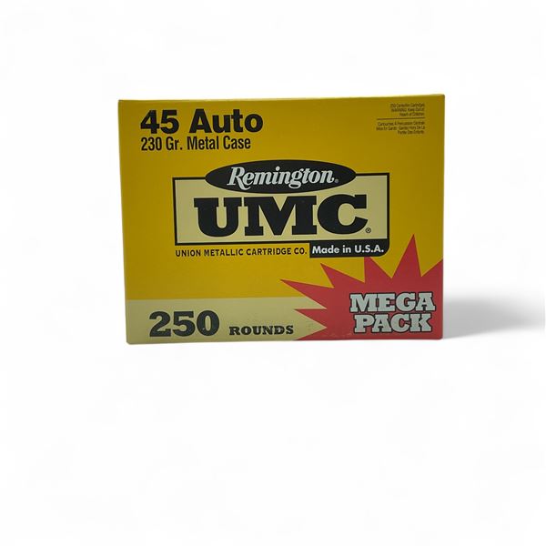 Remington UMC .45 Auto, 230 Grain Metal Case Ammunition, 250 Rounds