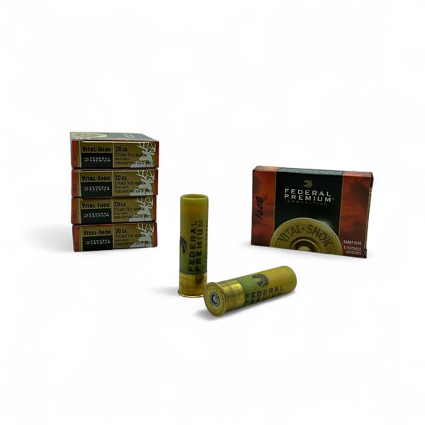 Federal Vital-Shok 20 Ga, 2-3/4", 5/8 oz Maximum Hydra-Shok Sabot Slug HP Ammunition, 25 Rounds