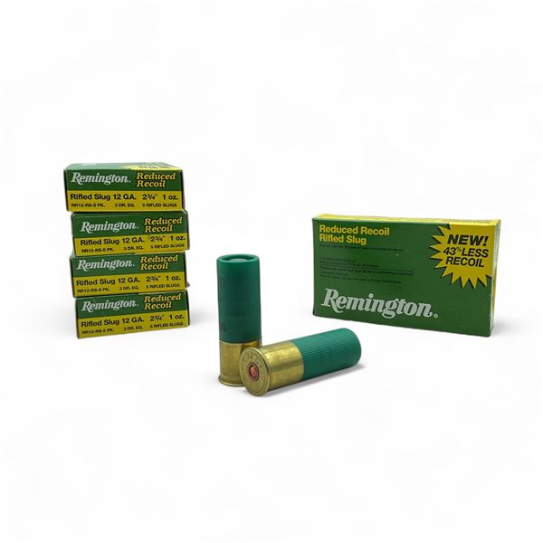 Remington Reduced Recoil 12 Ga, 2-3/4", 1 oz Rifled Slug Ammunition, 25 Rounds