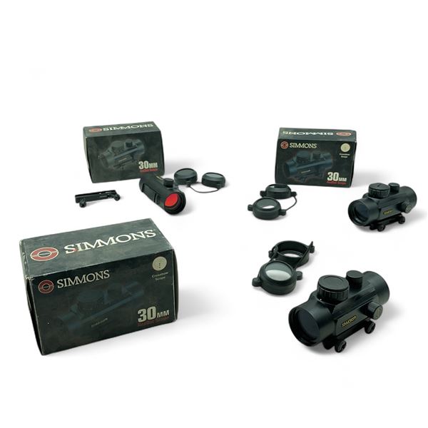 Simmons 30 mm 3 Dot Crossbow Reticle Optic X 2 and 30 mm Red Dot Scope with Mounting Rail