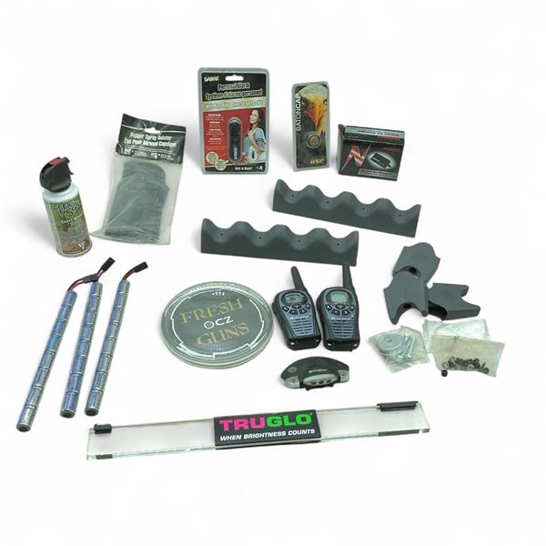 Assorted Firearm and Hunting Accessories, Batteries, etc
