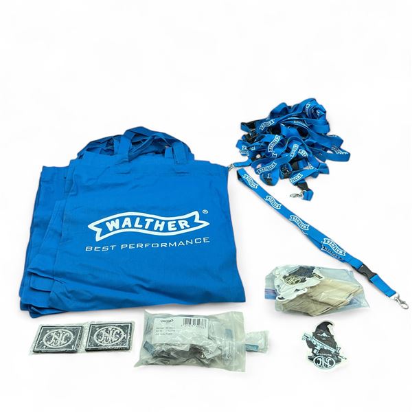 Walther Material Shopping Bags, Lanyards, Pins and FN Velcro Patches and Stickers