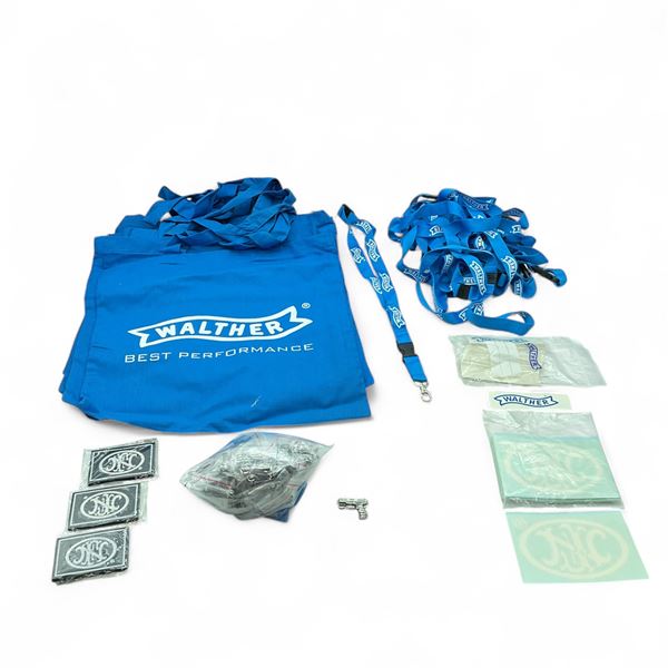 Walther Material Shopping Bags, Lanyards, Pins and FN Velcro Patches and Stickers