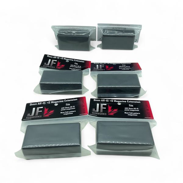 JF Gunworks 9mm AR-15 +0 Magazine Extension for ASC 9mm AR-15 Pistol Mag/ Most Colt Pattern X 6 Qty