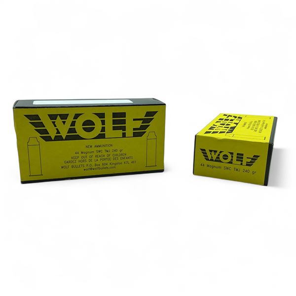 Wolf 44 Magnum, 240 Grain SWC TMJ Ammuntiion, 100 Rounds