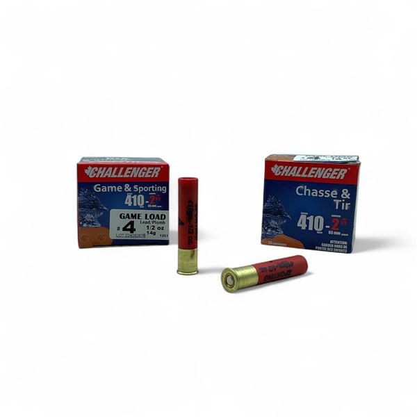 Challenger Game & Sporting .410 Ga, 2-1/2", 1/2 oz, #4 Lead Shot Ammunition, 50 Rounds