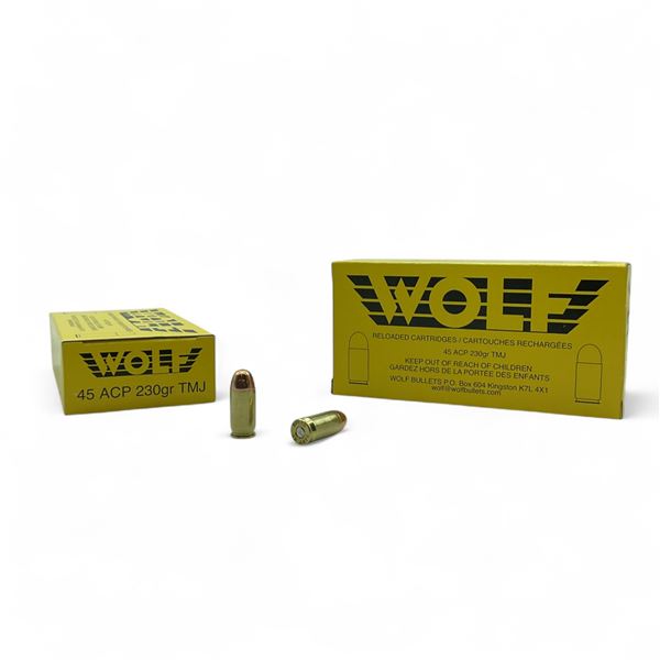 Wolf 45 ACP, 230 Grain TMJ Ammunition, 100 Rounds