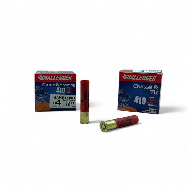 Challenger Game & Sporting .410 Ga, 2-1/2", 1/2 oz, #4 Lead Shot Ammunition, 50 Rounds