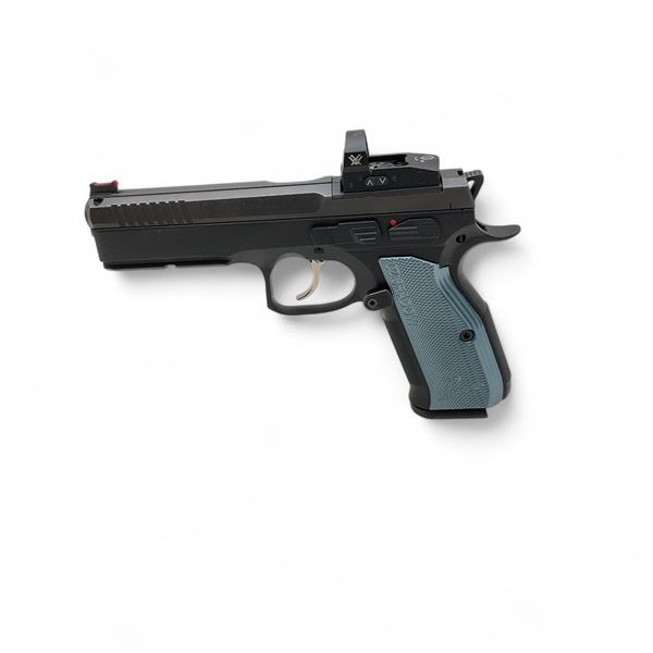 CZ Shadow 2 Semi Auto Pistol 9MM 4.75" Barrel Blue Grips With Vortex Venom 6MOA Red Dot, Restricted