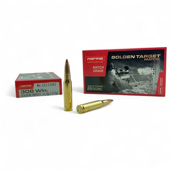 Norma Golden Target Match 308 Win, 175 Grain Ammunition, 40 Rounds