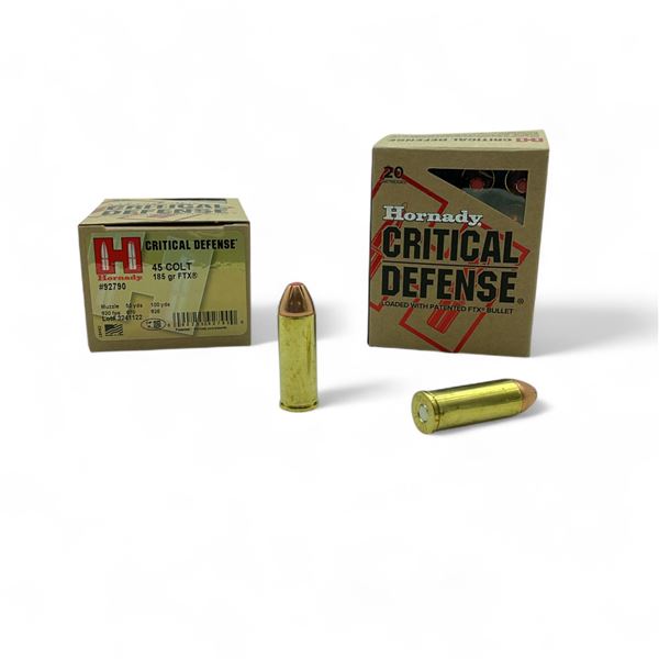 Hornady Critical Defense 45 Colt, 185 Grain FTX Ammunition, 40 Rounds