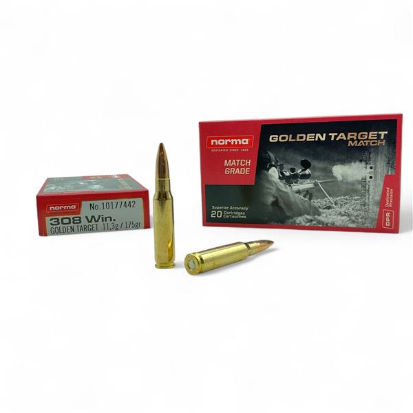 Norma Golden Target Match 308 Win, 175 Grain Ammunition, 40 Rounds