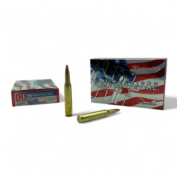 Hornady American Whitetail 270 Win, 130 Grain Interlock Ammunition, 40 Rounds